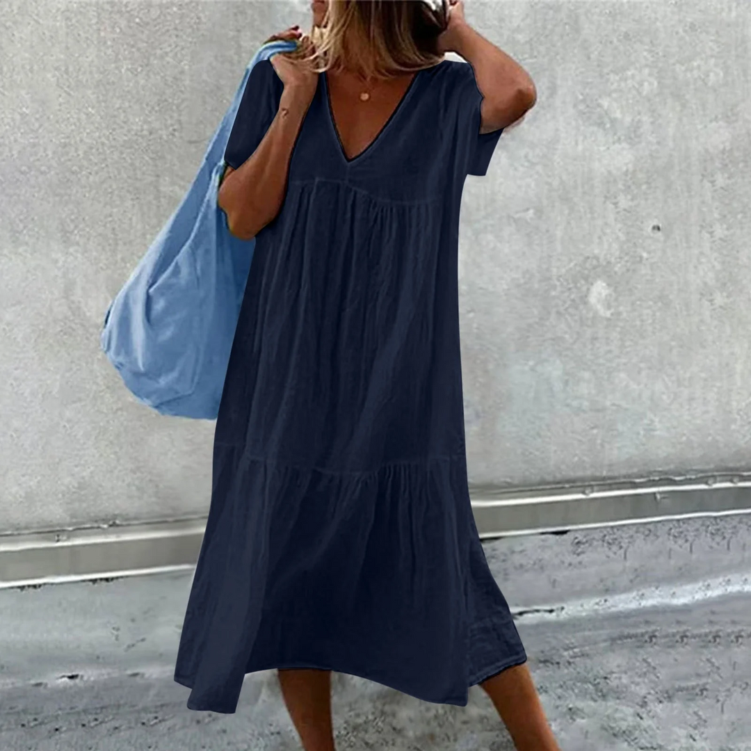Heidi-Mode | Lässiges V-Ausschnitt Kleid Damen