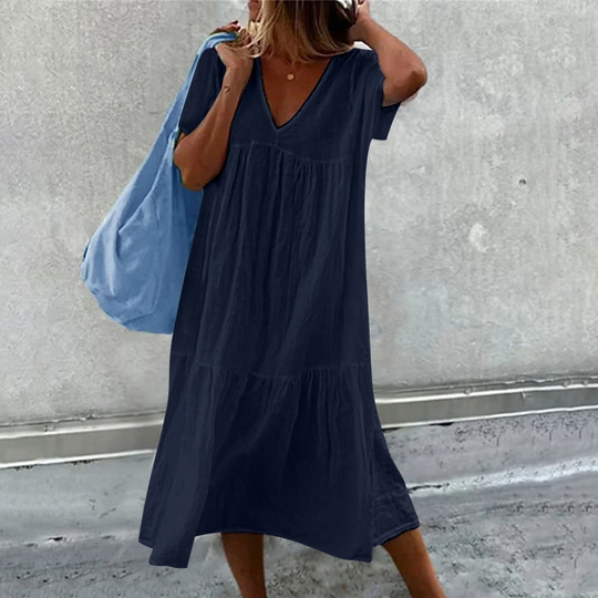 Heidi-Mode | Lässiges V-Ausschnitt Kleid Damen