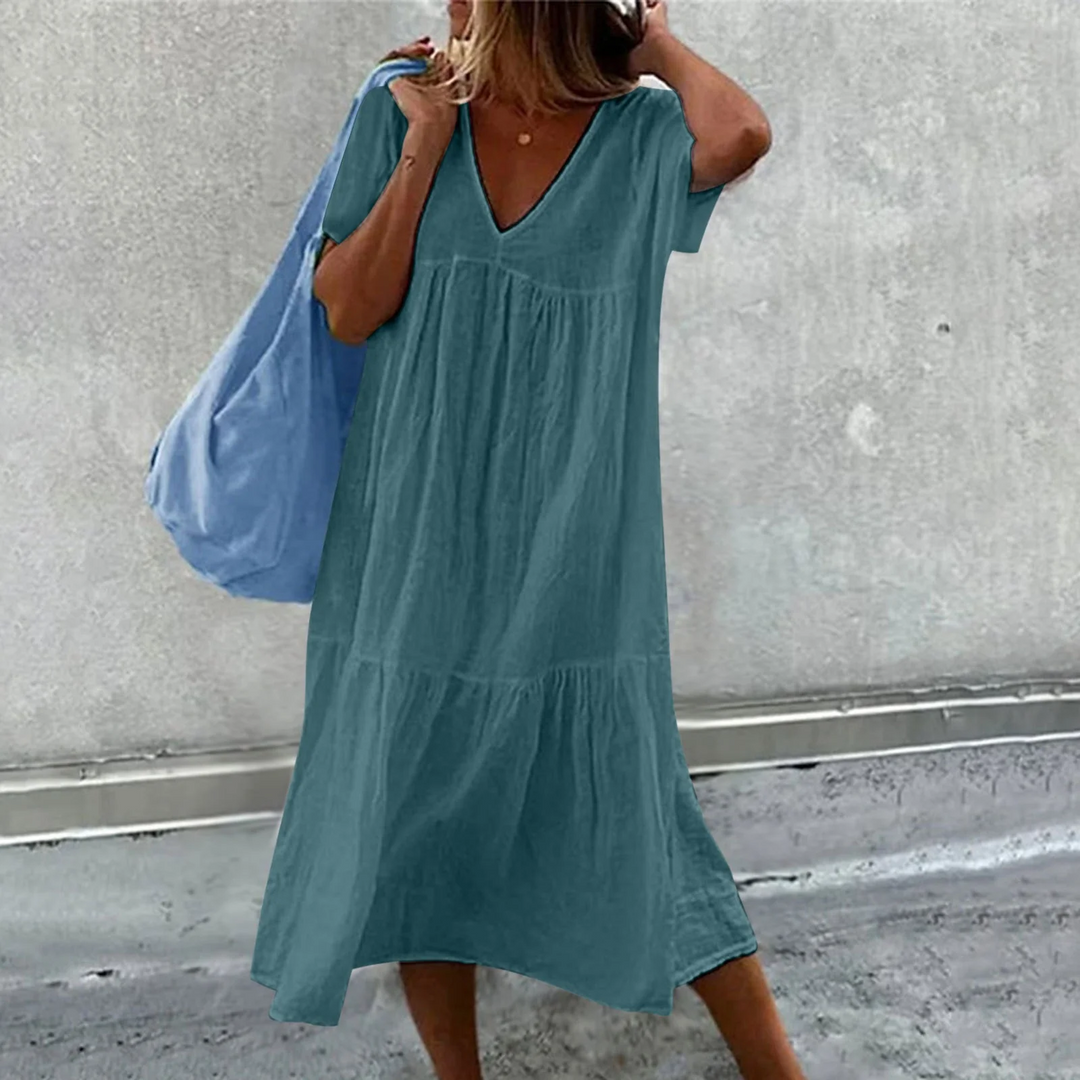 Heidi-Mode | Lässiges V-Ausschnitt Kleid Damen