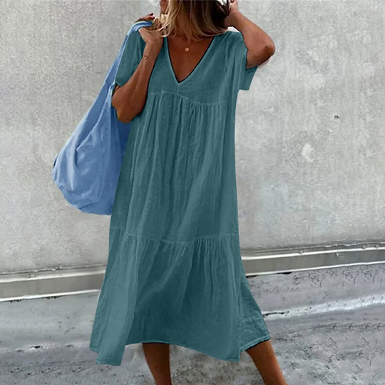 Heidi-Mode | Lässiges V-Ausschnitt Kleid Damen