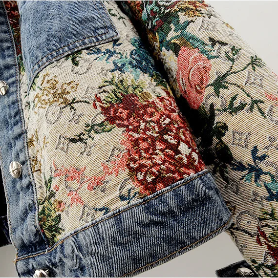 Heidi-Mode | Geblümte Denim Jacke