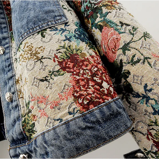 Heidi-Mode | Geblümte Denim Jacke