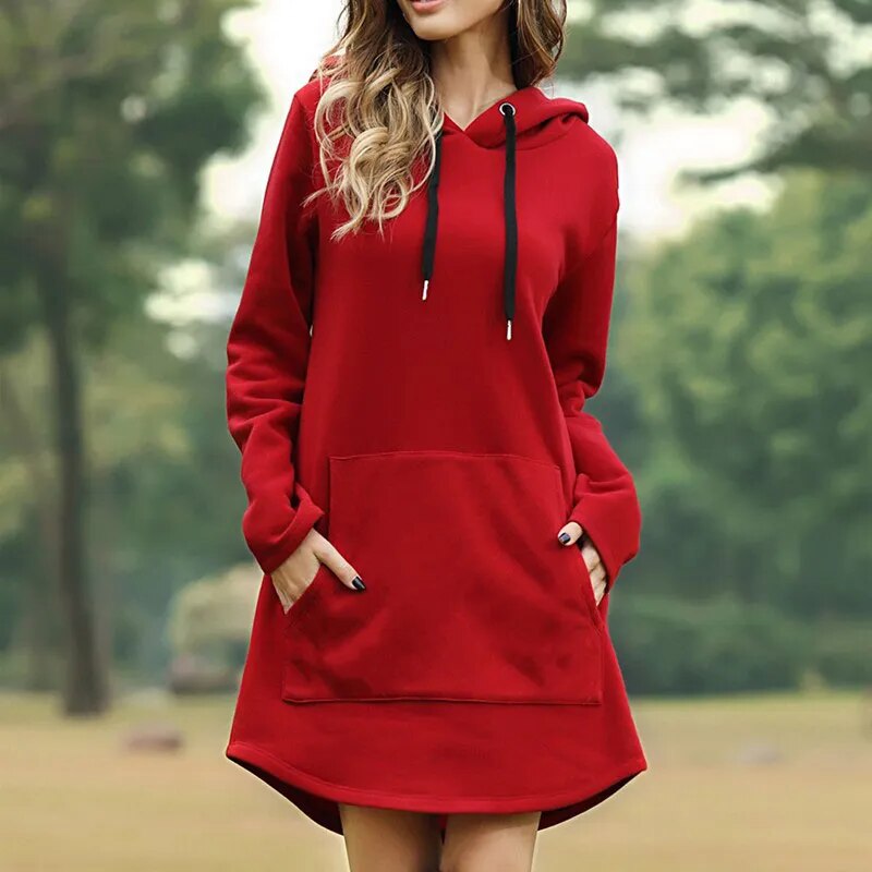 Heidi-Mode | Kuscheliges Sweatshirt-Kleid Mit Kapuze Für Damen