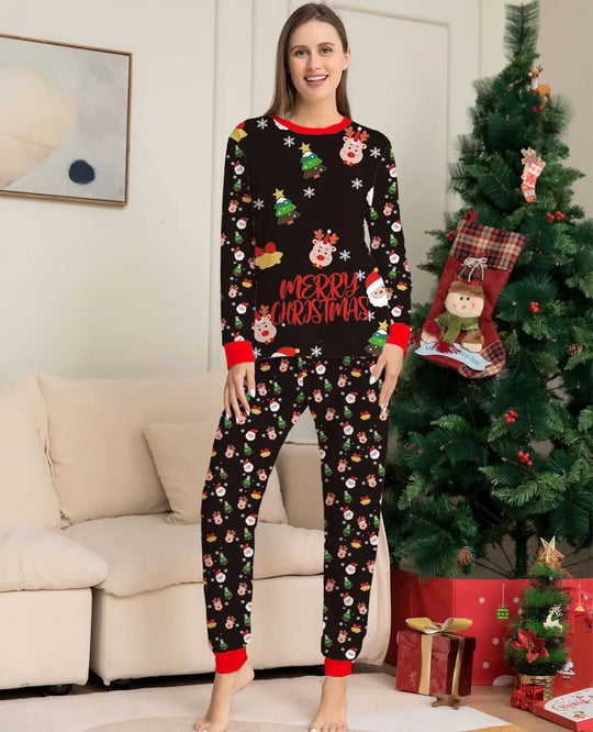 Heidi-Mode | Familienweihnachten Pyjama-Set mit Rehweihnachtsmann