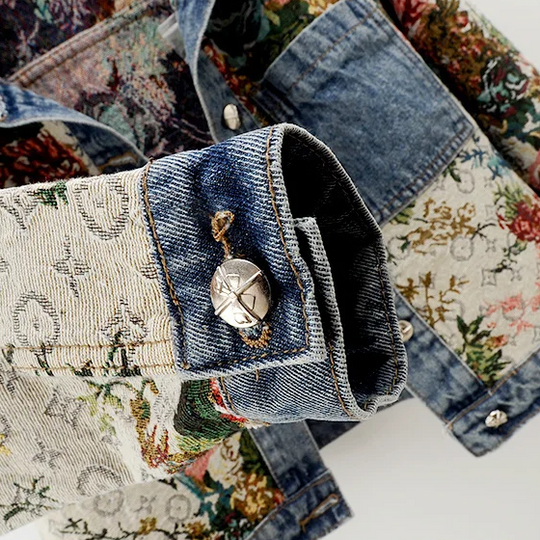 Heidi-Mode | Geblümte Denim Jacke