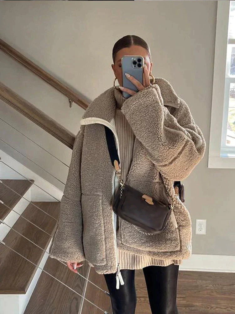 Heidi-Mode | Oversize Mantel mit Reißverschluss, Weich und Bequem