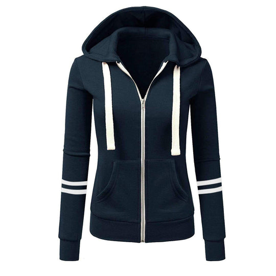 Heidi-Mode - Schick und Lässig Herbst Schlanker Woll Hoodie mit Reißverschluss für Frauen