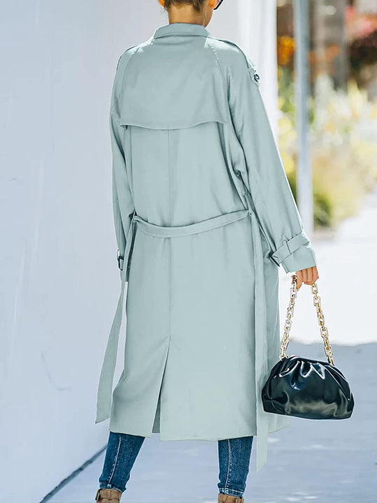 Heidi-Mode | Damen Zweireiher Trenchcoat Lang