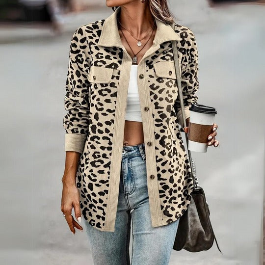 Heidi-Mode | Mantel Damen Elegante Leopardenmuster Jacke