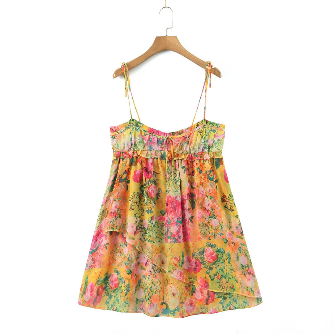 Fließendes Camisole-Kleid mit Aquarell-Blumenmuster