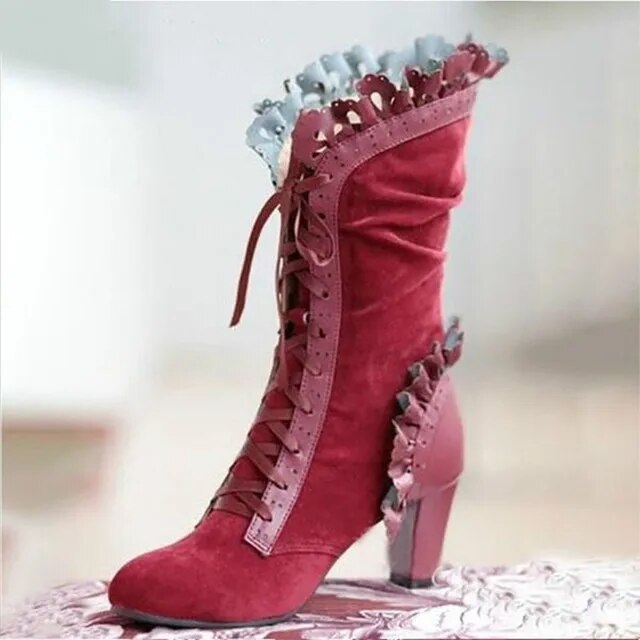 Heidi-Mode | Wildleder Cowboy Stiefeletten Mit Absatz Für Frauen