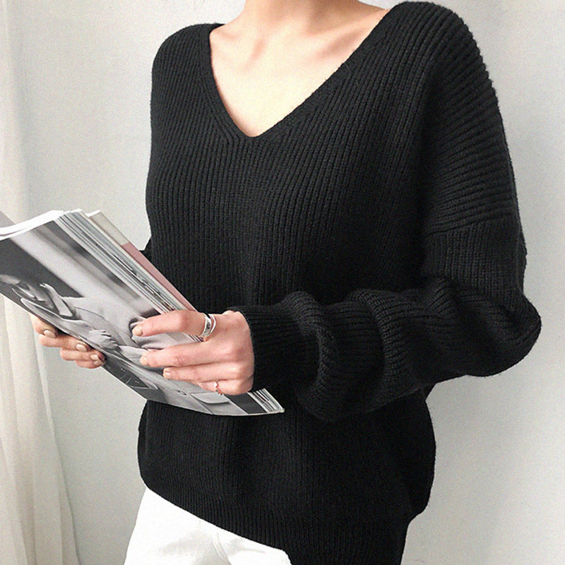 HeidiMode - Weicher, weißer Strickpullover für Damen mit V-Ausschnitt