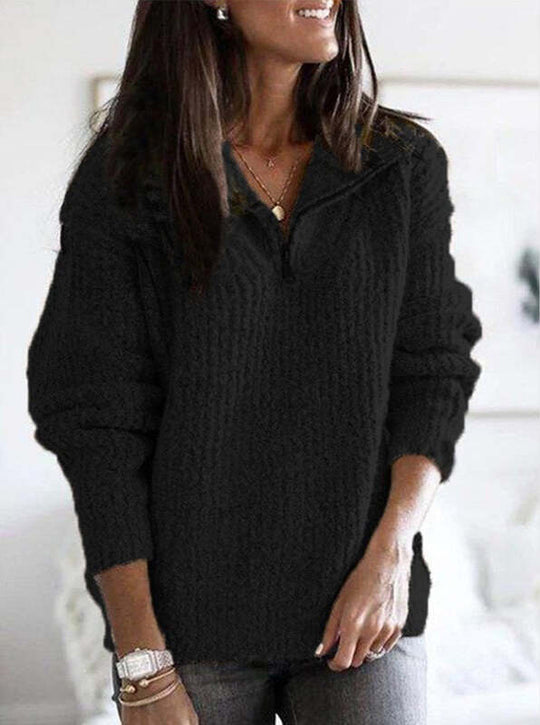 Heidi-Mode | Comfortabele Gebreide Trui Met Rits Voor Dames