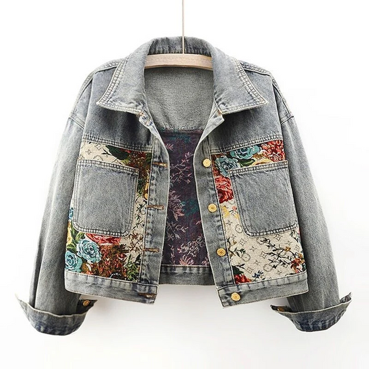 Heidi-Mode | Geblümte Denim Jacke