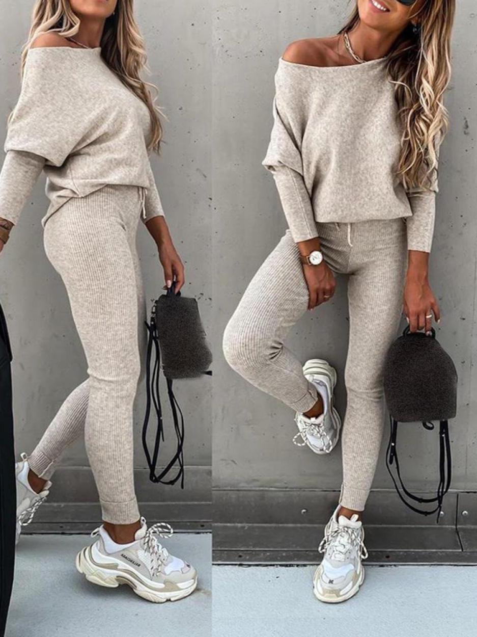 Heidi-Mode | Damen Strickpullover und Enge Hose Set
