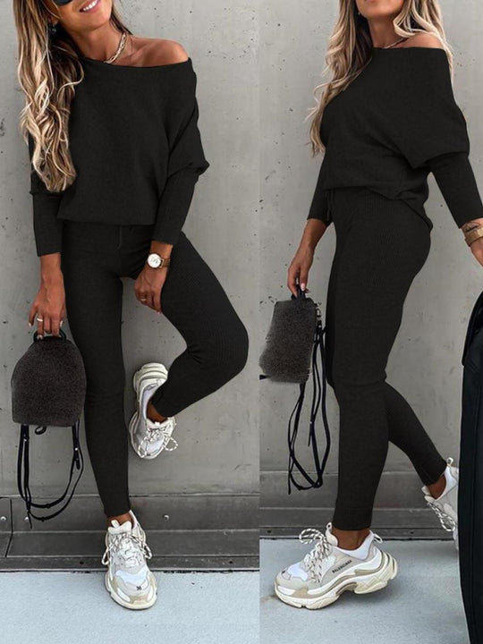 Heidi-Mode | Damen Strickpullover und Enge Hose Set