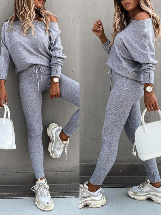 Heidi-Mode | Damen Strickpullover und Enge Hose Set