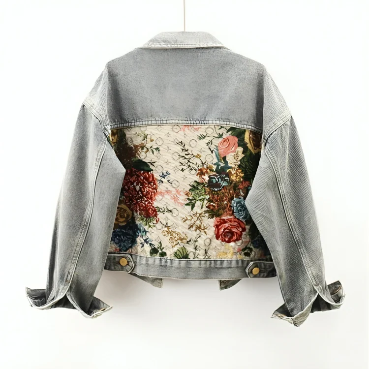 Heidi-Mode | Geblümte Denim Jacke