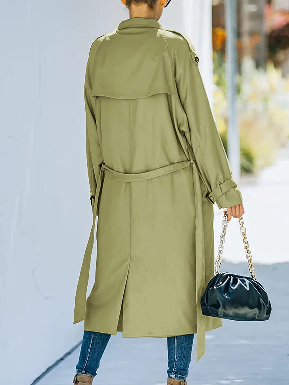 Heidi-Mode | Damen Zweireiher Trenchcoat Lang
