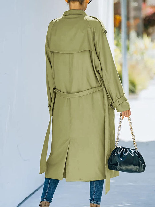Heidi-Mode | Damen Zweireiher Trenchcoat Lang