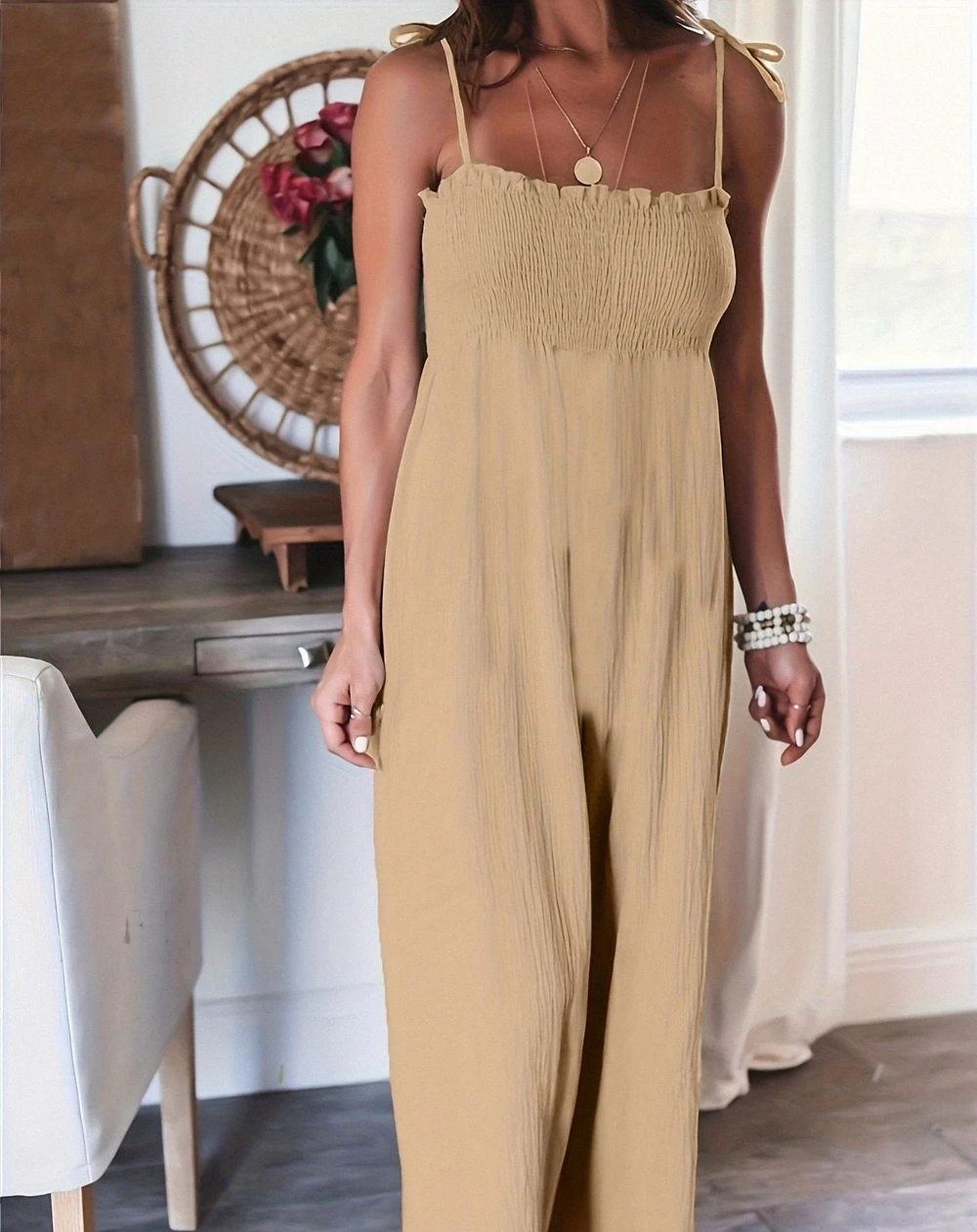 Heidi-Mode | Damen Eleganter Hochwertiger Jumpsuit mit Hoher Taille und Schnurfalten für Festliche Anlässe