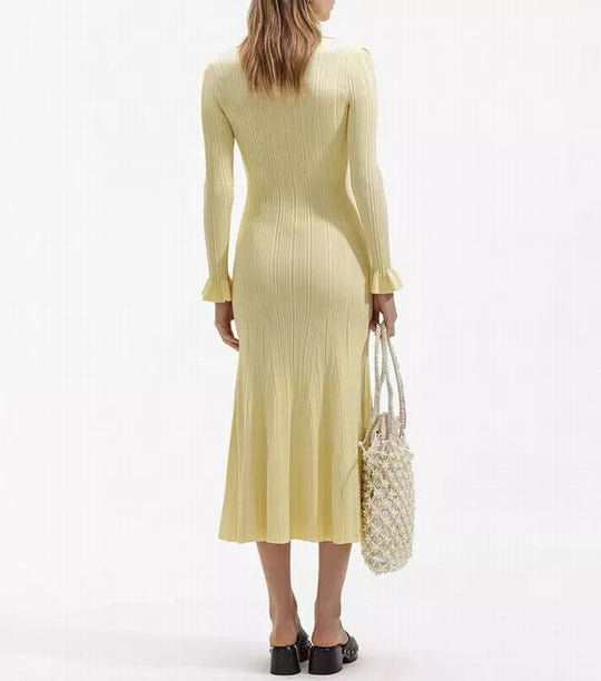 Heidi-Mode | Langarmige Mermaid Maxikleid Gelb
