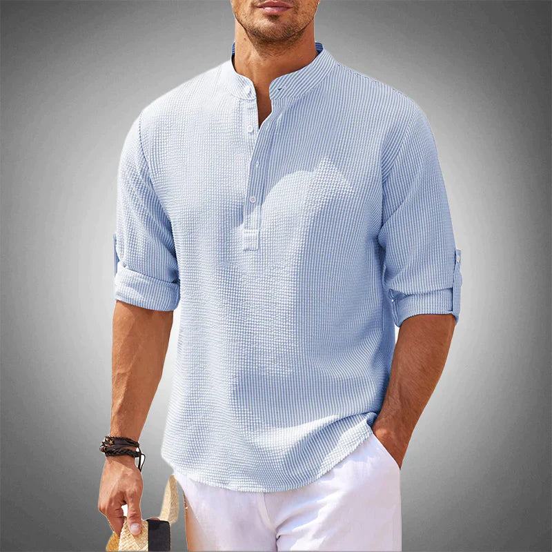 Weißes lässiges Henley-Shirt