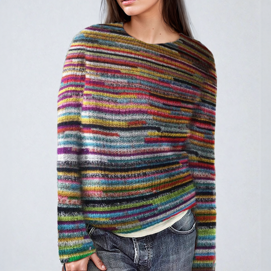 Heidi-Mode | Gemusterter Pullover In Lockerer Passform für Frauen