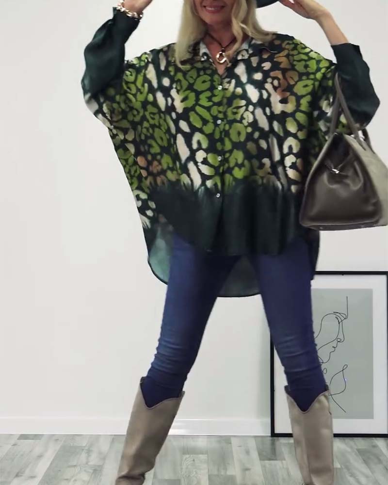 Heidi-Mode | Grüne Bluse mit Leopardenmuster