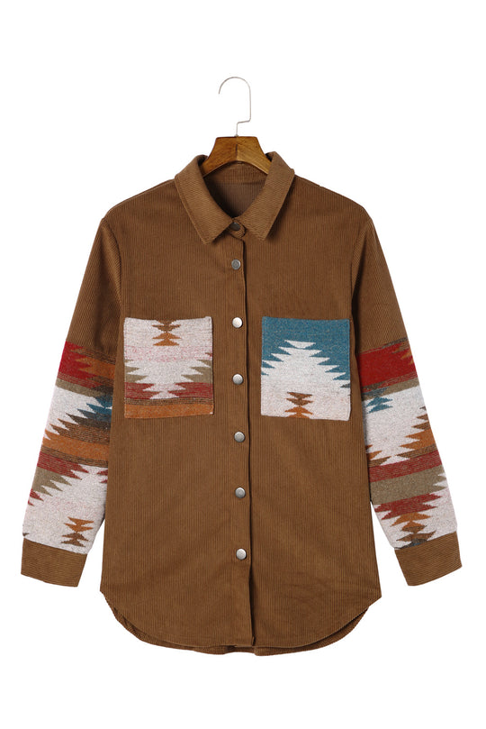 Cordjacke Mit Aztekenmuster