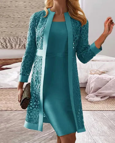 Heidi-Mode | Luxus Spitzen Weste Kleid Satz