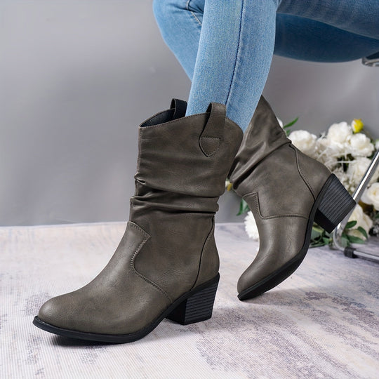 Heidi-Mode | Damen Slouch Westernstiefel mit Blockabsatz