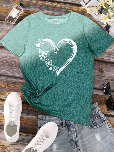 Heidi – T-Shirt Mit Schmetterlings-Herz-Print Und Rundhalsausschnitt