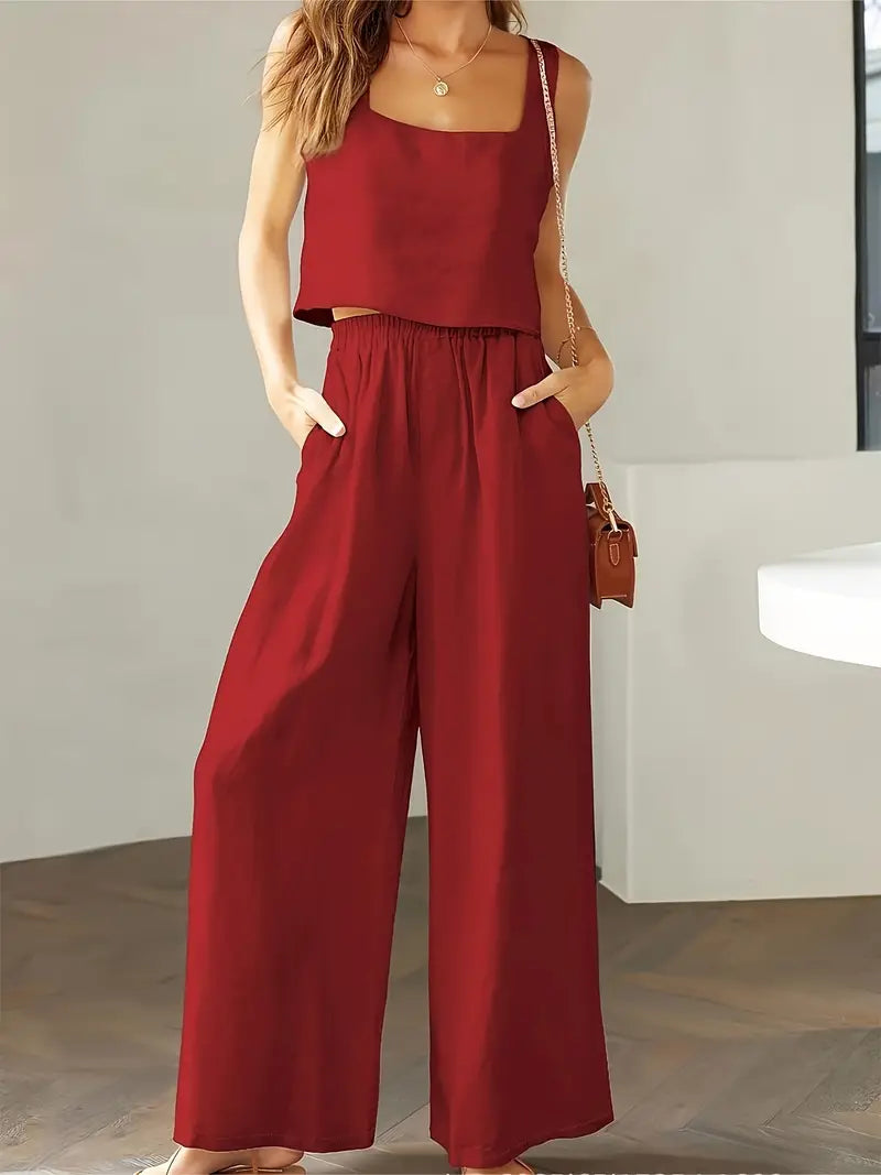 Heidi-Mode | Top Ohne Ärmel Im Lässigen Stil und Weite Hosen