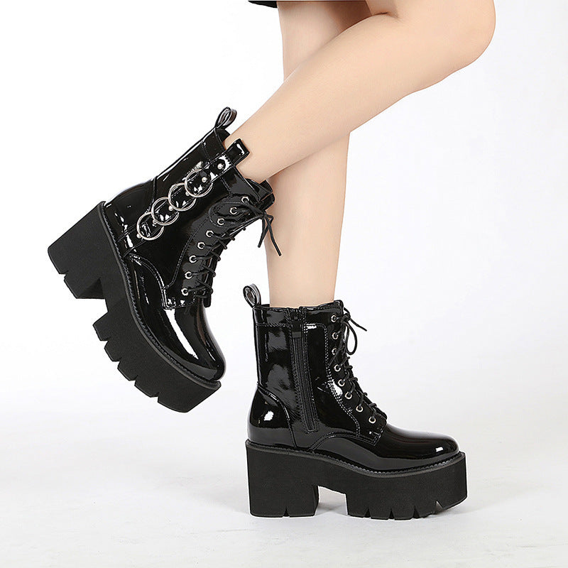 Heidi-Mode | Motorrad Air Doc Martens Muffin Plattform Stiefel für Frauen