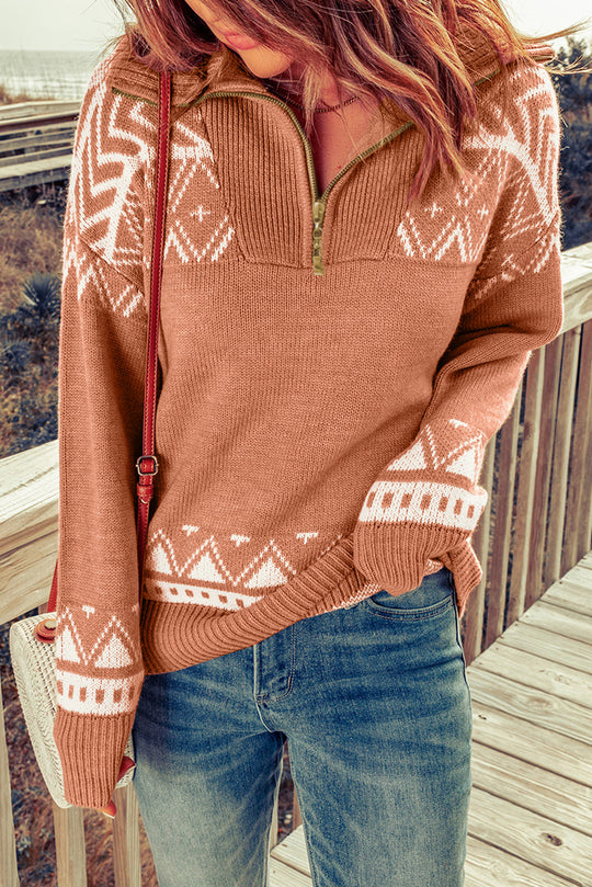 Geometry Knit Quarter Zip Pullover