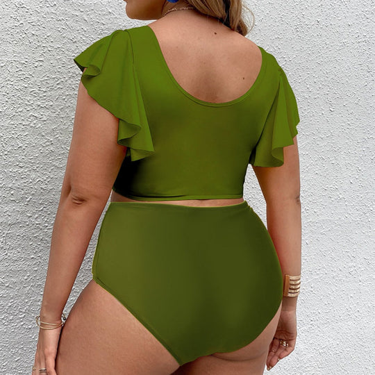 Heidi Mode | Großer Badeanzug mit Rüschendruck und hoher Taille