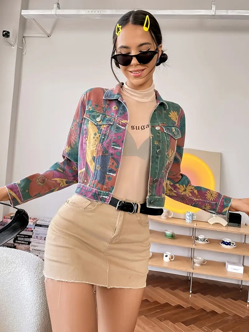 Heidi-Mode | Kurze Bunte Jeansjacke