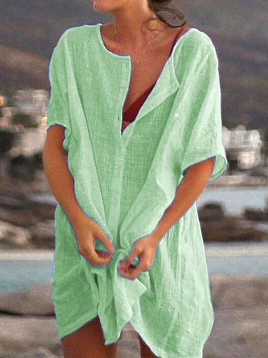 Heidi-Mode | Lässiges, Weites Kleid aus Baumwolle und Polyester für Frauen