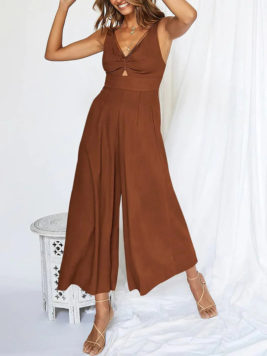 Heiße Verkaufs V-Ausschnitt Cutout High-Waist Jumpsuits