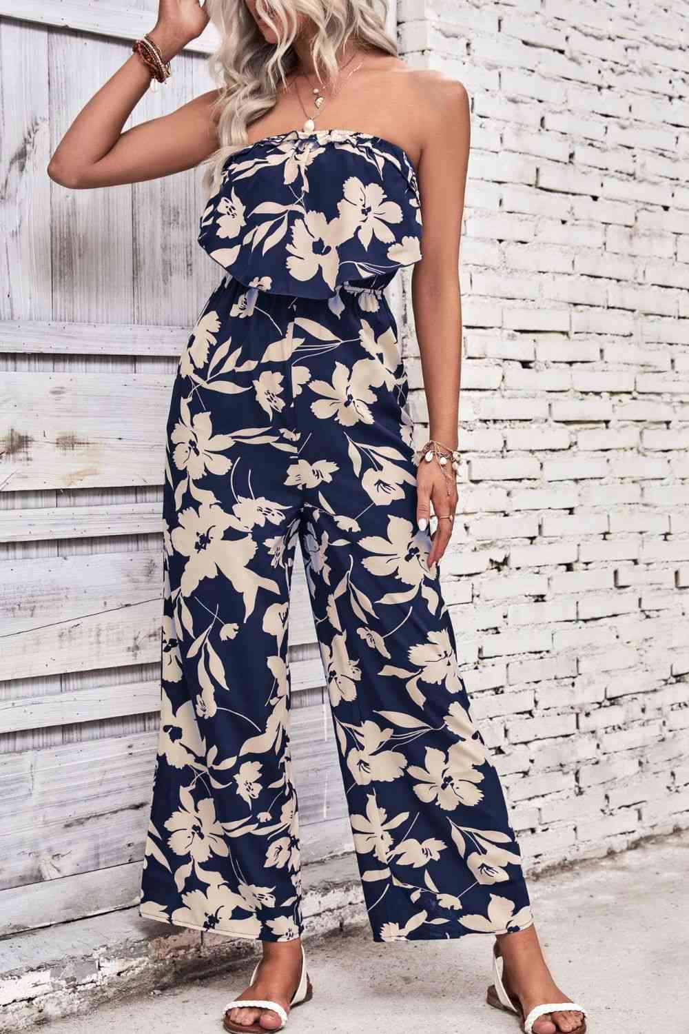 Heidi-Mode | Floral Strapless Weit Bein Overall