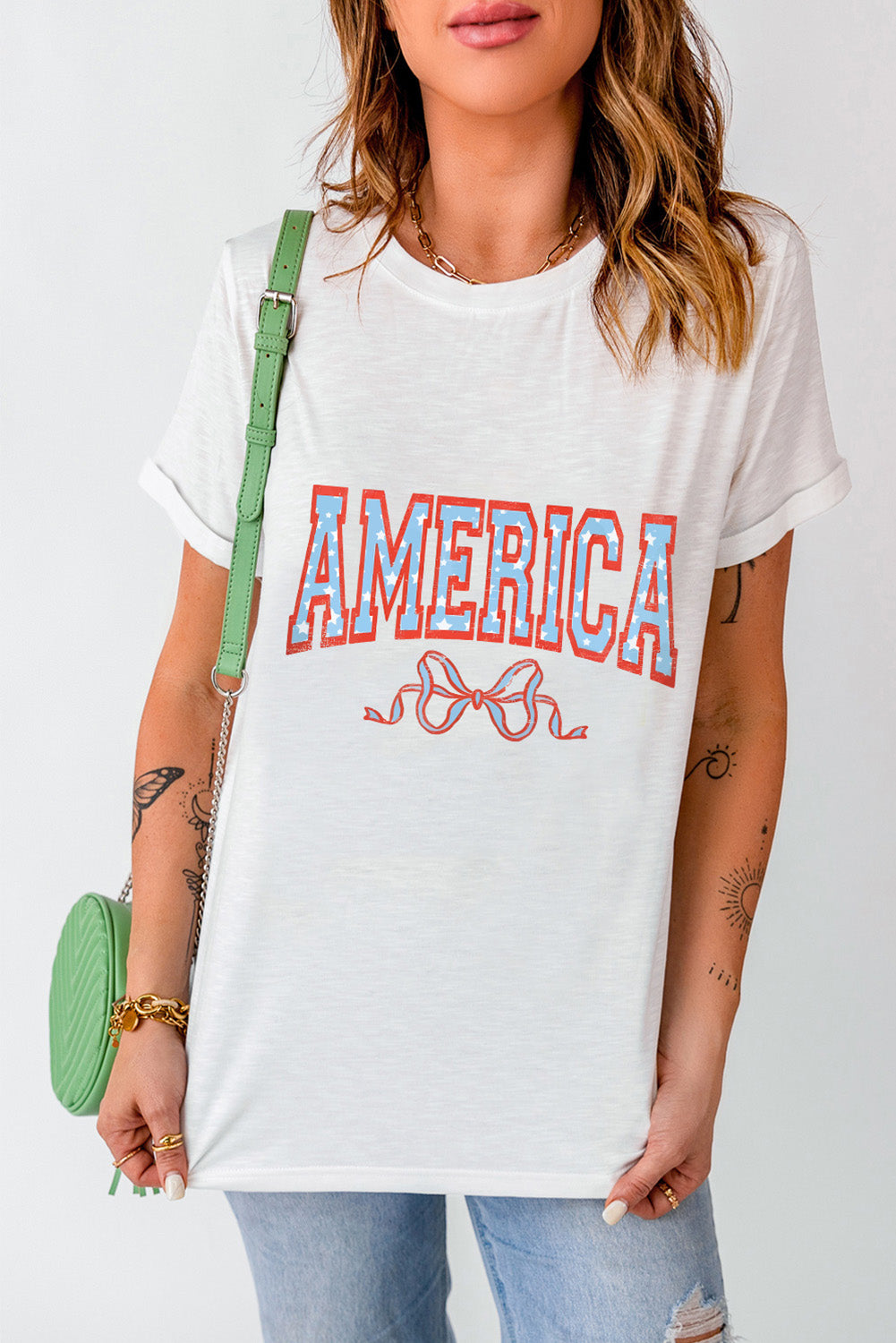 Heidi-Mode | AMERICA Rundhalsausschnitt Kurzarm-T-Shirt