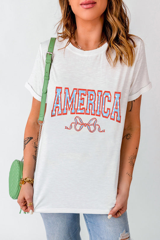 Heidi-Mode | AMERICA Rundhalsausschnitt Kurzarm-T-Shirt