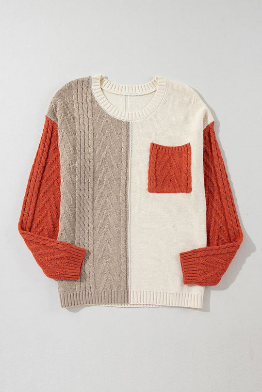 Flame Colorblock Pullover Mit Aufgesetzten Taschen Und Schultertaschen