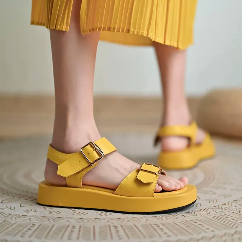 Heidi-Mode | Neue Sommerschuhe mit Flachen Schnallen und Plattformen für Frauen