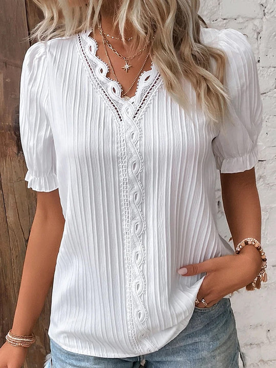 Heidi-Mode | Elegante Bluse mit Spitze und Falten Design