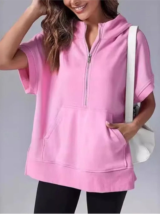 Heidi-Mode | Lässiger Kurzarm-Kapuzenpullover