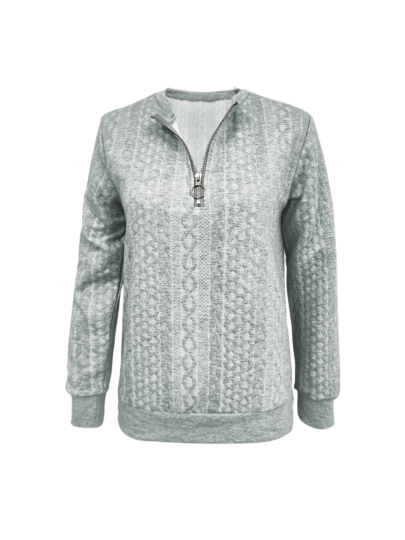 Heidi-Mode | Damen Strukturiertes Lässiges Halbzip Sweatshirt (Herbst)