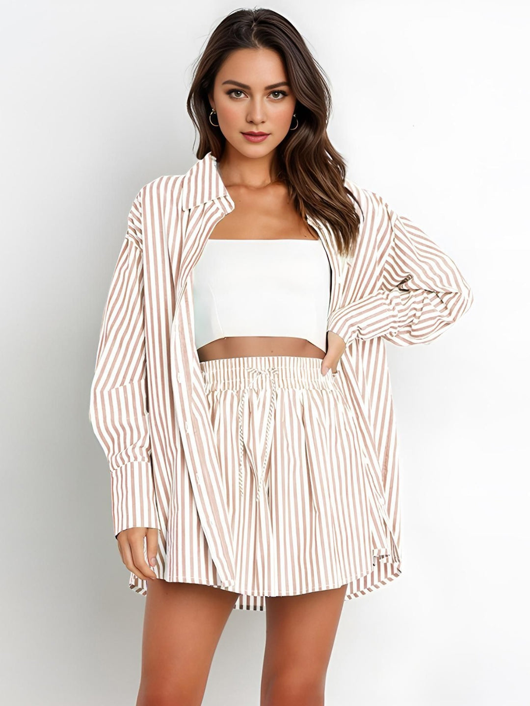 Heidi Mode | Fashion Shirt Gestreift Langarm Zweiteiliges Set