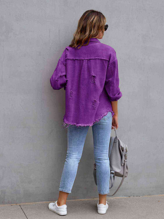 Heidi-Mode | Zerrissene Drop Shoulder Denim Jacke